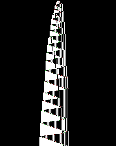 space-time diagram from the blank tape, steps 0 to 10,000