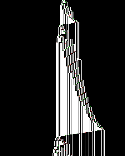 space-time diagram from the blank tape, steps 0 to 10,000
