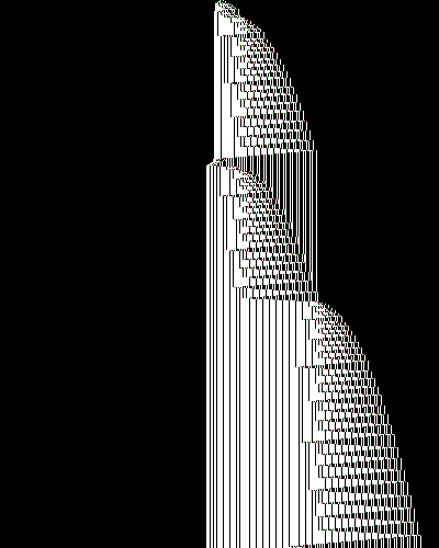 space-time diagram from the blank tape, steps 0 to 10,000