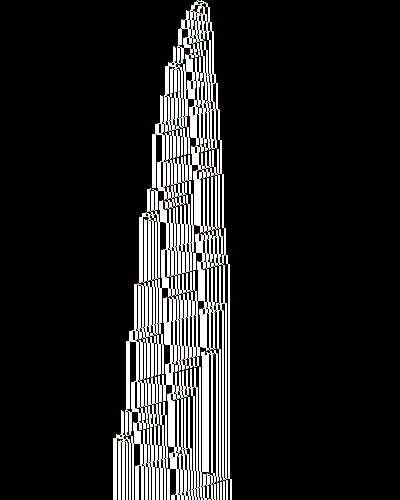 space-time diagram from the blank tape, steps 0 to 10,000