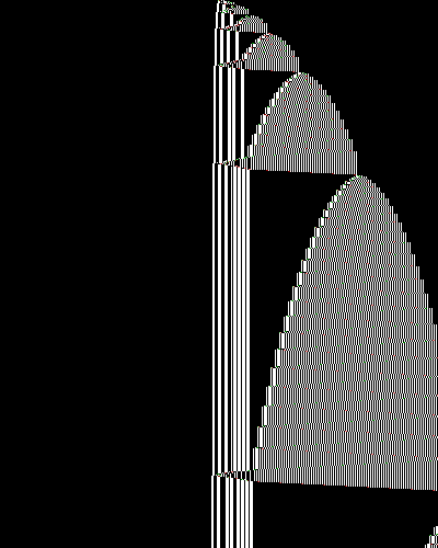 space-time diagram from the blank tape, steps 0 to 10,000