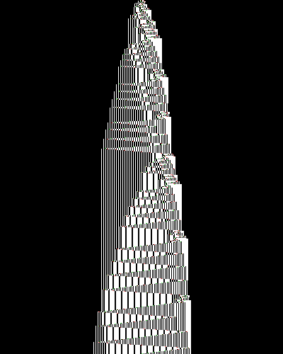 space-time diagram from the blank tape, steps 0 to 10,000