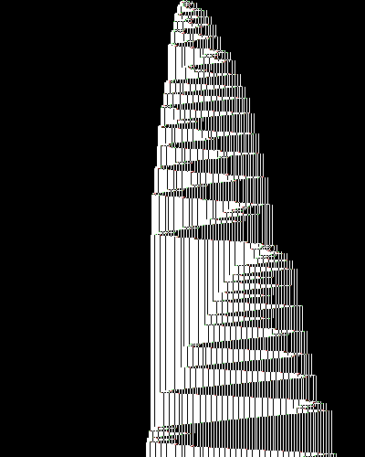 space-time diagram from the blank tape, steps 0 to 10,000