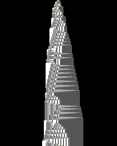 space-time diagram from the blank tape, steps 0 to 10,000
