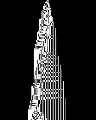 space-time diagram from the blank tape, steps 0 to 10,000
