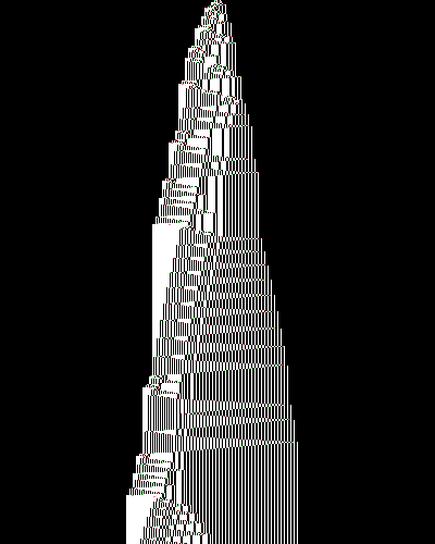 space-time diagram from the blank tape, steps 0 to 10,000
