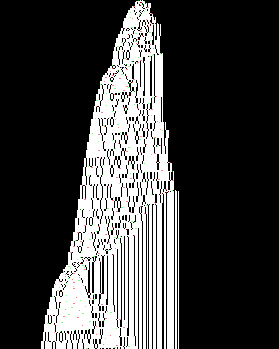 space-time diagram from the blank tape, steps 0 to 10,000