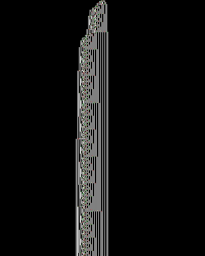 space-time diagram from the blank tape, steps 0 to 10,000