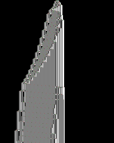 space-time diagram from the blank tape, steps 0 to 10,000