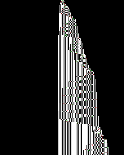 space-time diagram from the blank tape, steps 0 to 10,000