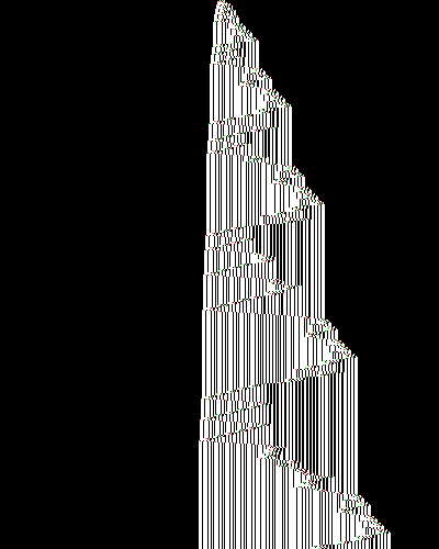 space-time diagram from the blank tape, steps 0 to 10,000