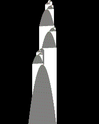space-time diagram from the blank tape, steps 0 to 10,000