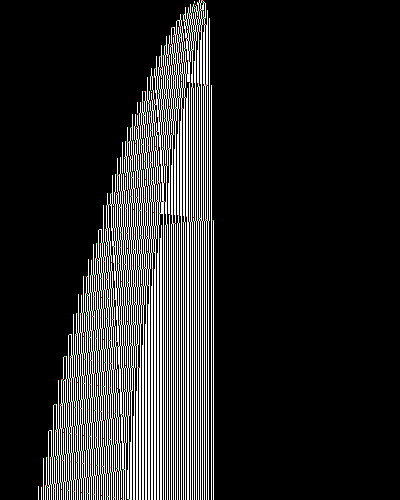 space-time diagram from the blank tape, steps 0 to 10,000
