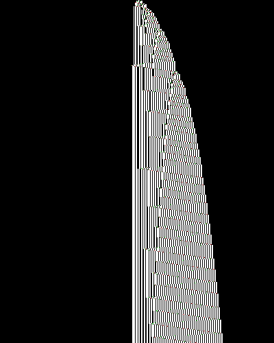 space-time diagram from the blank tape, steps 0 to 10,000