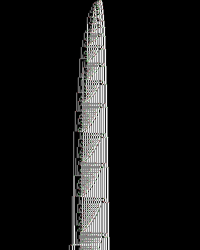 space-time diagram from the blank tape, steps 0 to 10,000
