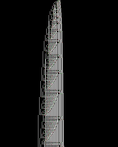 space-time diagram from the blank tape, steps 0 to 10,000