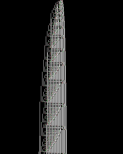 space-time diagram from the blank tape, steps 0 to 10,000