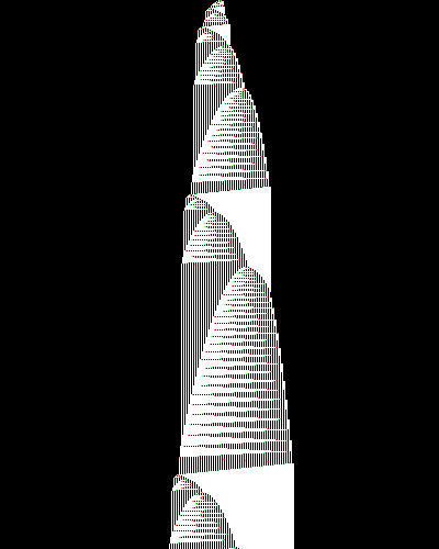space-time diagram from the blank tape, steps 0 to 10,000