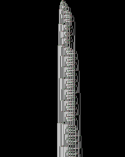 space-time diagram from the blank tape, steps 0 to 10,000