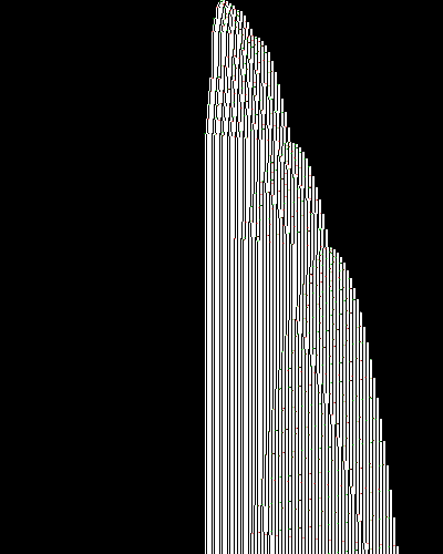space-time diagram from the blank tape, steps 0 to 10,000