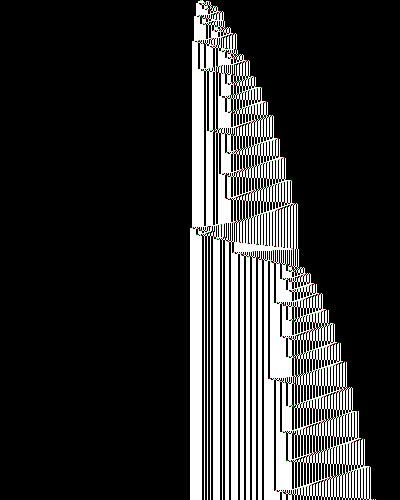 space-time diagram from the blank tape, steps 0 to 10,000