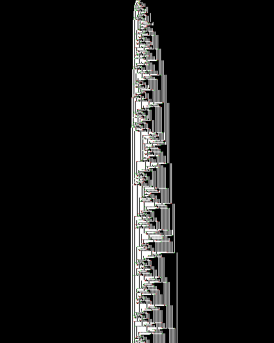 space-time diagram from the blank tape, steps 0 to 10,000