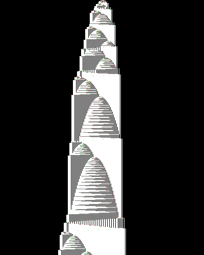 space-time diagram from the blank tape, steps 0 to 10,000