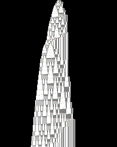 space-time diagram from the blank tape, steps 0 to 10,000