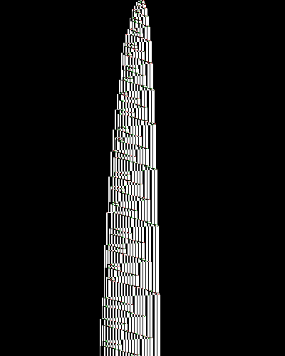 space-time diagram from the blank tape, steps 0 to 10,000
