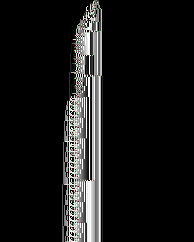 space-time diagram from the blank tape, steps 0 to 10,000
