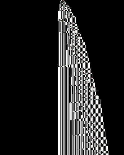space-time diagram from the blank tape, steps 0 to 10,000
