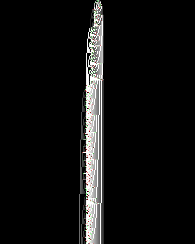 space-time diagram from the blank tape, steps 0 to 10,000