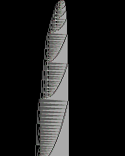 space-time diagram from the blank tape, steps 0 to 10,000