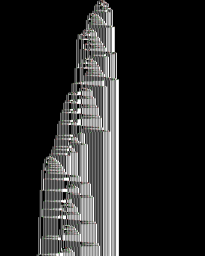 space-time diagram from the blank tape, steps 0 to 10,000