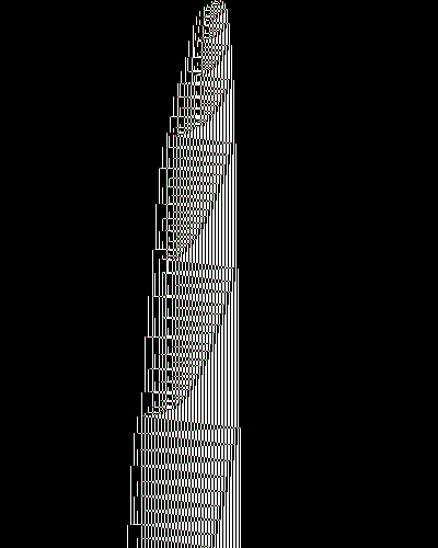 space-time diagram from the blank tape, steps 0 to 10,000