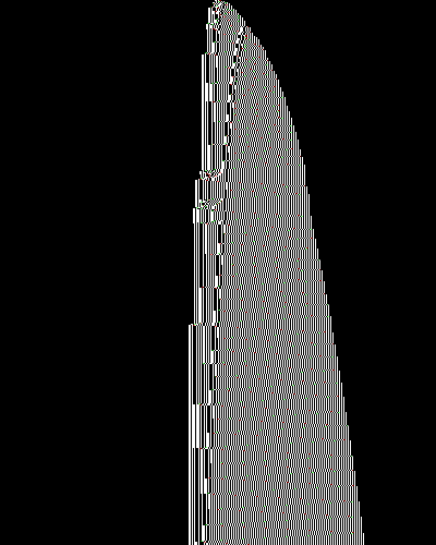 space-time diagram from the blank tape, steps 0 to 10,000