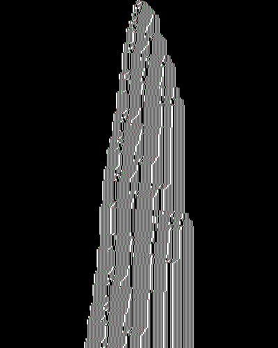 space-time diagram from the blank tape, steps 0 to 10,000