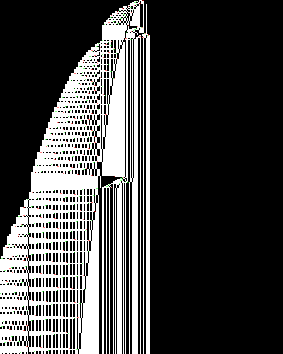space-time diagram from the blank tape, steps 0 to 10,000