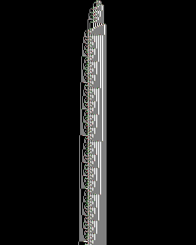 space-time diagram from the blank tape, steps 0 to 10,000