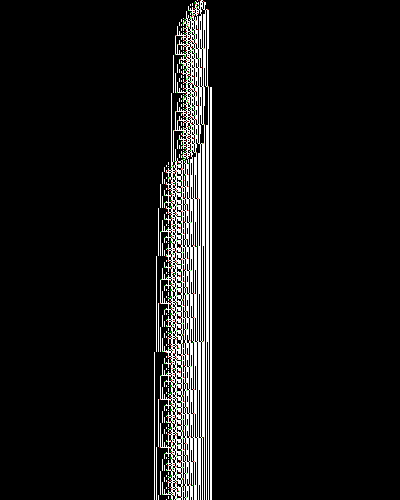 space-time diagram from the blank tape, steps 0 to 10,000