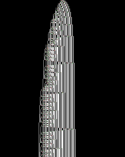 space-time diagram from the blank tape, steps 0 to 10,000