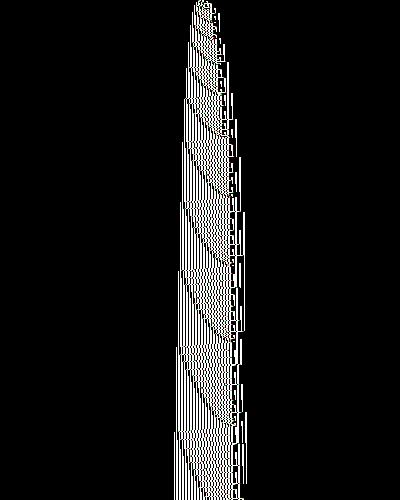 space-time diagram from the blank tape, steps 0 to 10,000