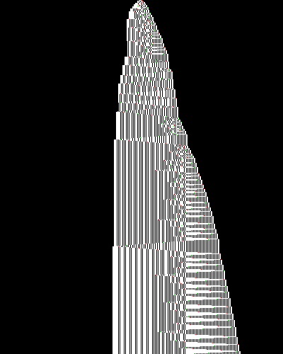 space-time diagram from the blank tape, steps 0 to 10,000