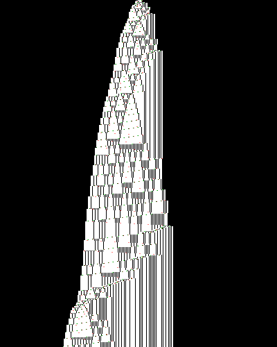 space-time diagram from the blank tape, steps 0 to 10,000