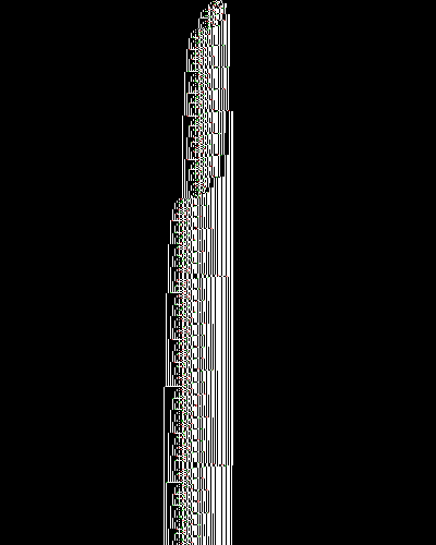 space-time diagram from the blank tape, steps 0 to 10,000