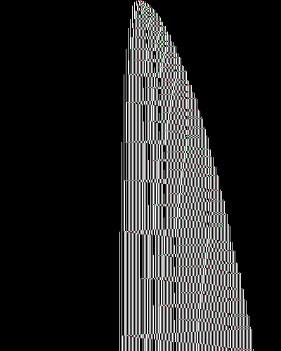space-time diagram from the blank tape, steps 0 to 10,000