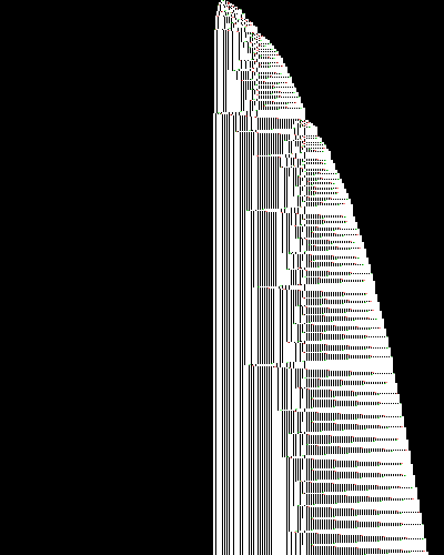 space-time diagram from the blank tape, steps 0 to 10,000