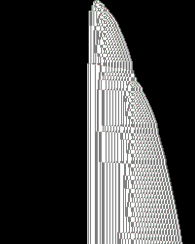 space-time diagram from the blank tape, steps 0 to 10,000