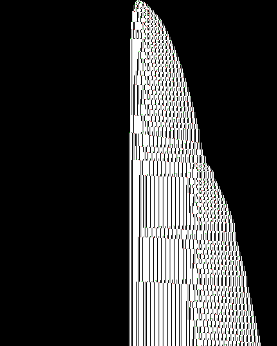 space-time diagram from the blank tape, steps 0 to 10,000