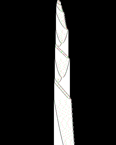 space-time diagram from the blank tape, steps 0 to 10,000